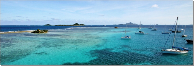 Bateaux au mouillage d'Union aux Grenadines